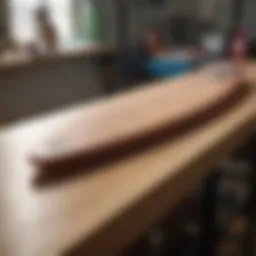 Close-up of surfboard shaping tools on a workbench