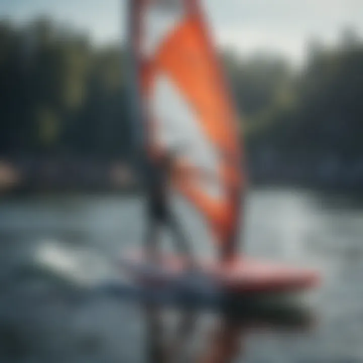 Innovative design of an inflatable windsurf board on the water