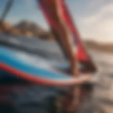 A close-up view of the materials used in inflatable windsurf boards