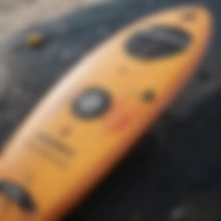 Close-up of a kite board showcasing its design and features