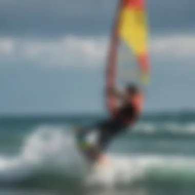 Kite surfing session illustrating safety measures in action