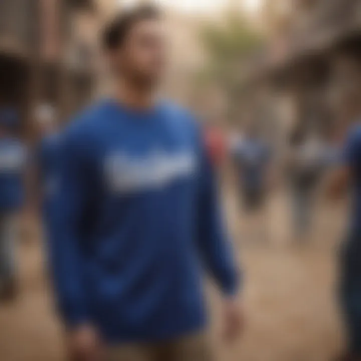 Fans wearing LA Dodgers shirts, showcasing team spirit