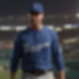 LA Dodgers long sleeve shirt in action at a baseball game