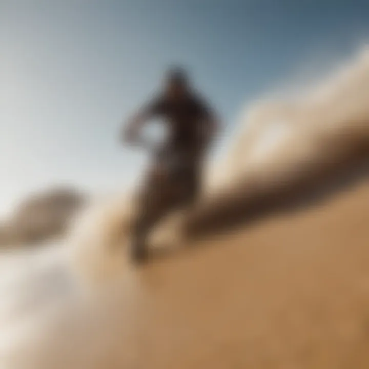 A rider navigating a sandy terrain on a land surfboard