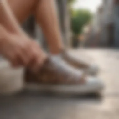 Active lifestyle representation with leopard print sneakers