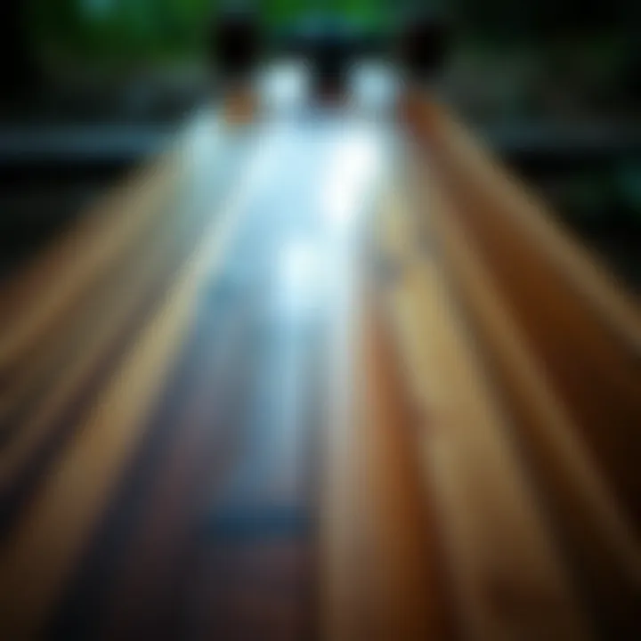 Intricate Bamboo Layering Close-up view of the intricate bamboo layering in the longboard deck