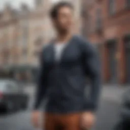 A stylish long sleeve undershirt layered under a casual jacket