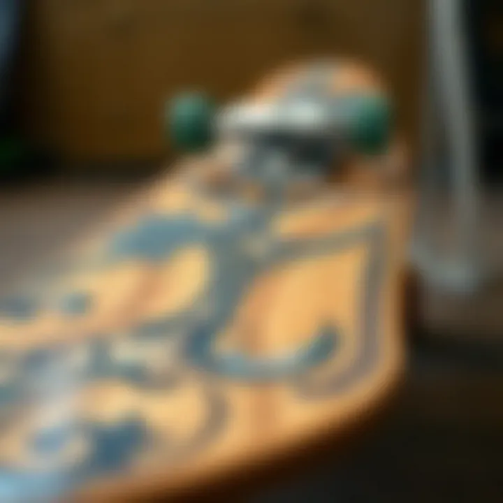 Aesthetic Excellence in Longboard Design A beautifully crafted longboard showcasing intricate designs