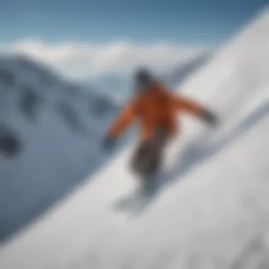 Innovative Snowboarding Gear in Action A snowboarder gliding down a pristine mountain slope showcasing cutting-edge gear