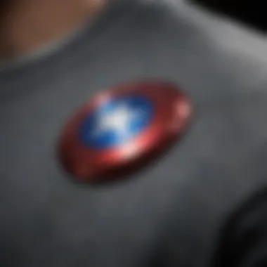 Close-up of the fabric texture of a Marvel crewneck sweatshirt