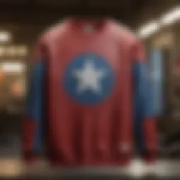 A stylish Marvel crewneck sweatshirt displayed on a hanger