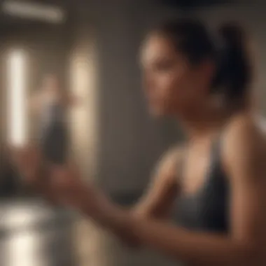 Practicing Self-Expression A dancer practicing in front of a mirror, focusing on expression