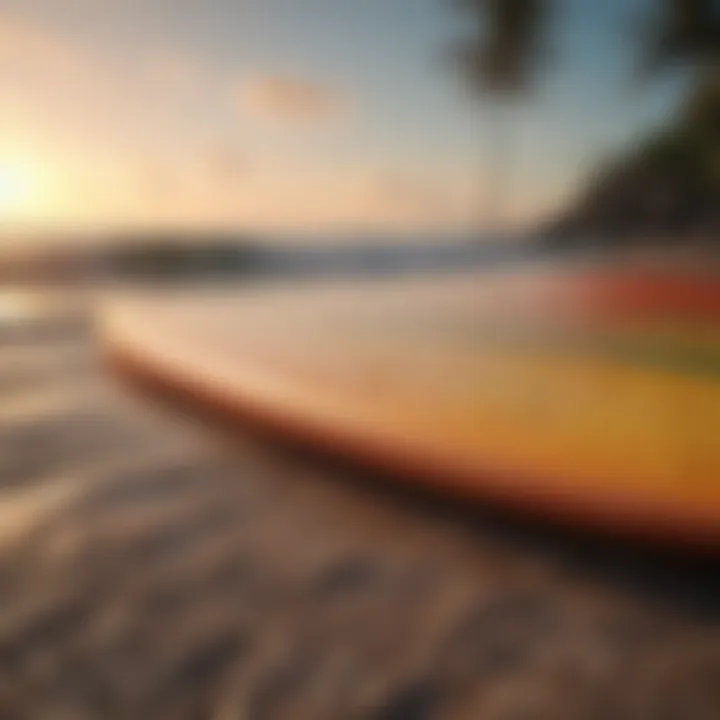 Well-waxed surfboard ready for the waves