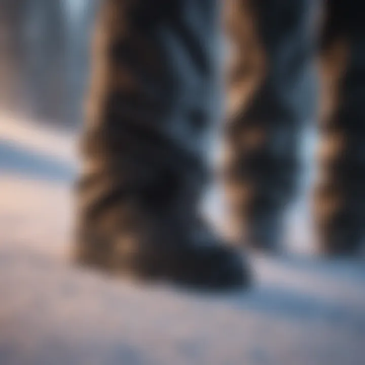 Close-up of high-performance fabric used in snowboard pants