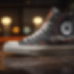Close-up view of mid rise Converse showcasing intricate design details