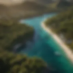 Aerial view of Coconut Bay, showcasing its stunning beaches and lush greenery.