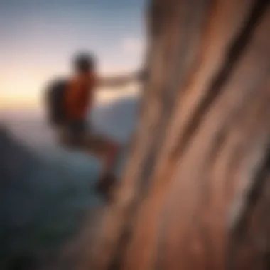 A climber scaling a cliff in a southern landscape