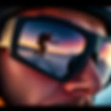 Closeup of sunglasses technology showcasing lens features