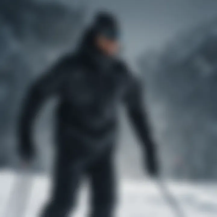 Athlete wearing the Nike black coat while skiing in extreme weather