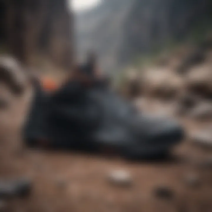 Nike Blaze Black displayed on rugged terrain, highlighting its performance capabilities