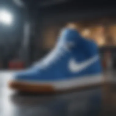 Close-up of Nike blue skate shoe technology