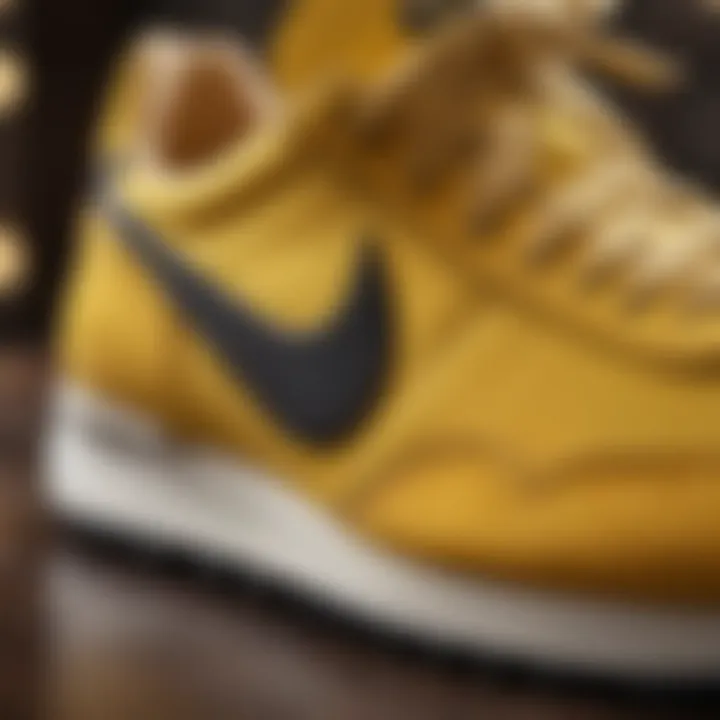 Close-up of the Nike Daybreak yellow detailing