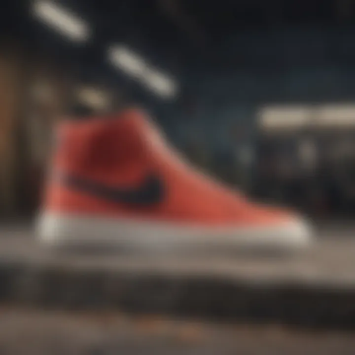 Trendy styling of the Nike SB Blazer Lo within contemporary skate fashion.