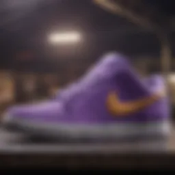 Detailed view of the Nike SB Purple showcasing its unique design elements