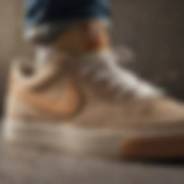 Close-up view of Nike SB Suede showing texture and detail