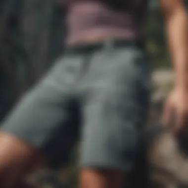 Nike shorts showing zipper pockets during an outdoor rock climbing session