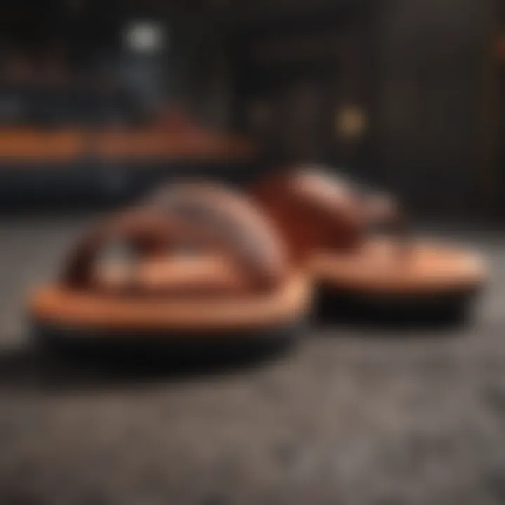Close-up of comfort features in Nike slippers