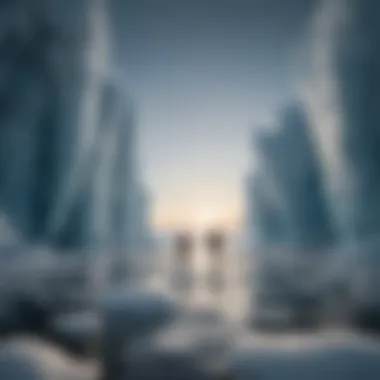 Journey Through Polar Ice An adventurous traveler navigating through polar ice