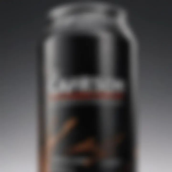 A close-up of a can showcasing nutritional information of a popular caffeinated sports drink