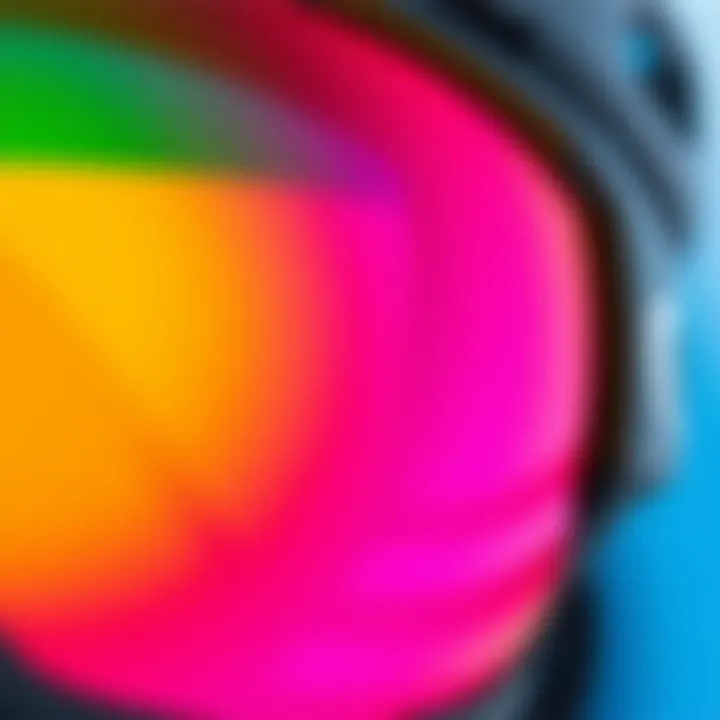 Close-up of the advanced lens technology showcasing vibrant colors