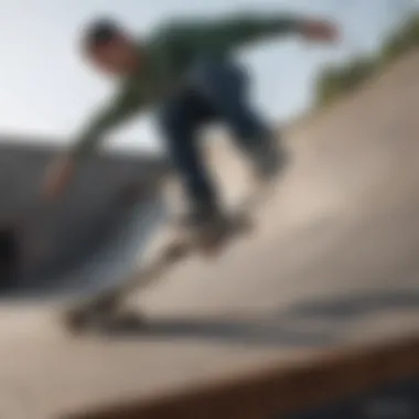 A skateboarder mastering a challenging ramp technique