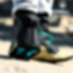 A close-up view of O'Neill surf booties showcasing their unique design and materials