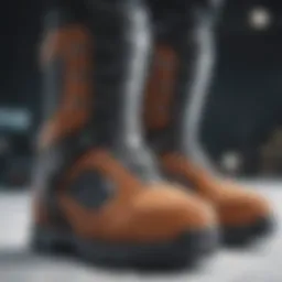 Detailed view of Orion Ride snowboard boots showcasing innovative design features