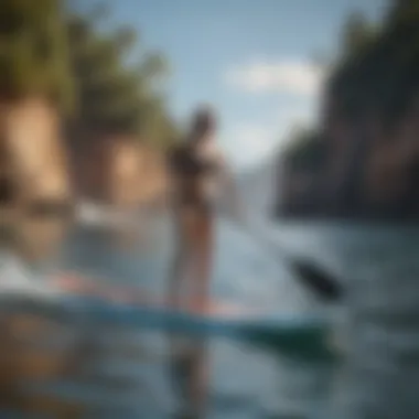 Precision Maneuvering with SUP Fins Paddleboarder maneuvering with precision using specific SUP fins