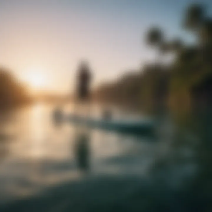 Paddleboarder enjoying a smooth ride on an epoxy paddleboard in tranquil waters