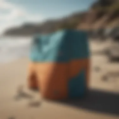 Patagonia Surf Shorts on the Beach A tranquil beach scene with Patagonia surf shorts laid out on sand