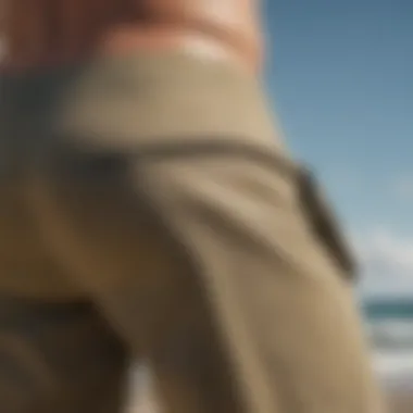 Close-up of the sustainable materials used in Patagonia surf shorts