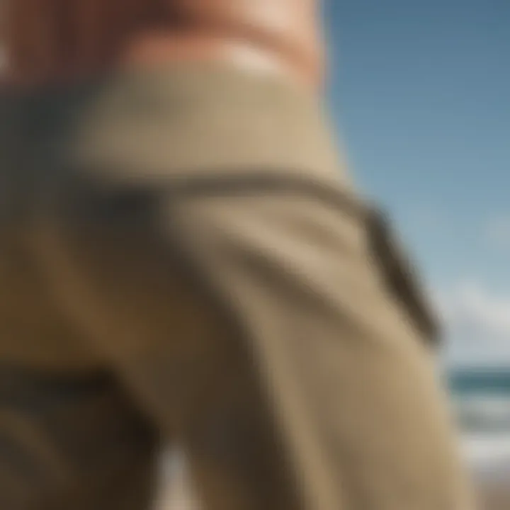 Close-up of the sustainable materials used in Patagonia surf shorts