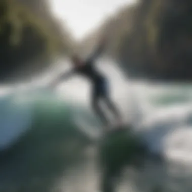 Person practicing wake surfing skills