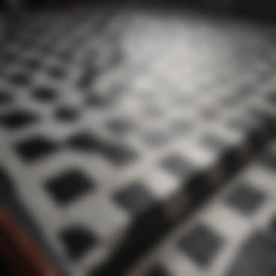 Close-up view of the checkered pattern on platform Vans
