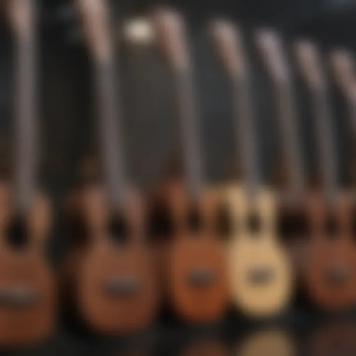 An engaging visual of different ukulele types lined up for comparison