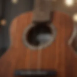 A close-up of a well-crafted ukulele displaying its strings and body