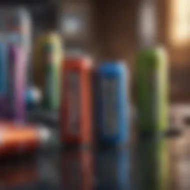 Colorful energy drink cans in a vibrant setting