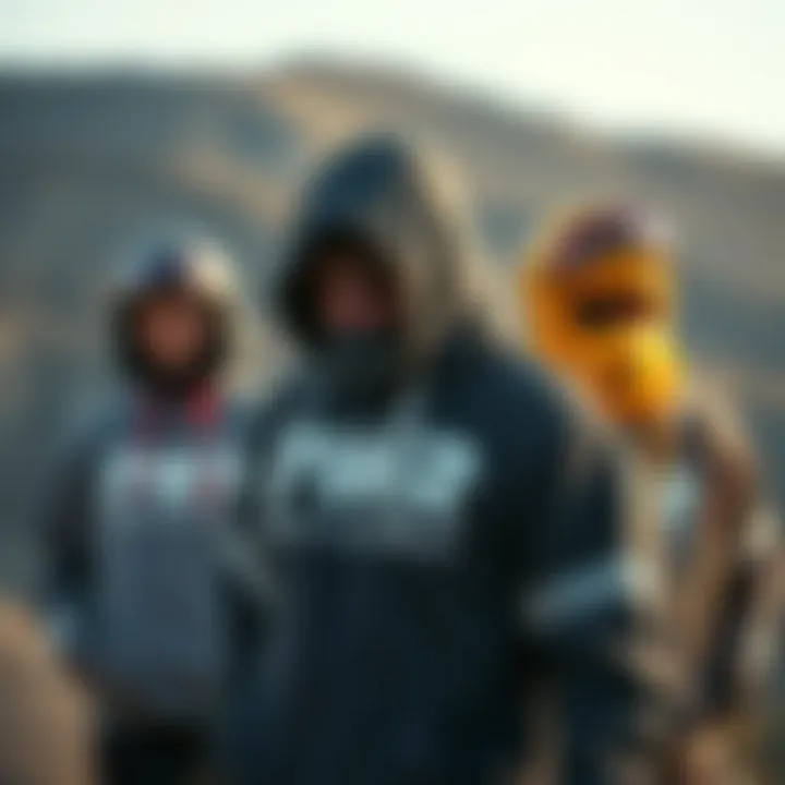 Pwr Hoodies in Extreme Sports Environment Pwr hoodies displayed in an outdoor extreme sports setting
