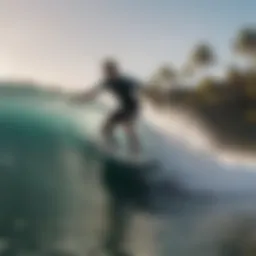Surfboard riders catching waves at Rapture Surf Camp
