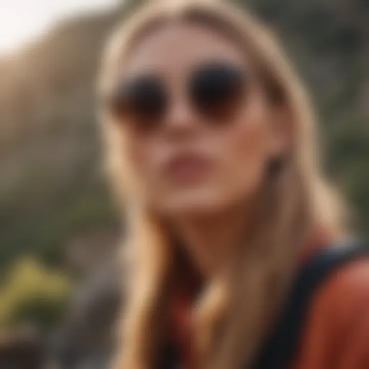 Ray-Ban Erika Rose Gold sunglasses in an outdoor extreme sports setting